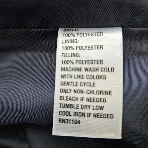 Crown & Ivy Navy Plaid Puffer Quilted Jacket Quilted Zip Front Fringe Pockets L - Picture 10 of 10